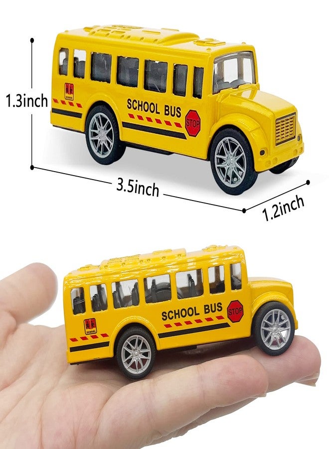 weilaga 6 Pack 3.5" Pull Back Yellow Small Size School Bus Playset,Durable Die-cast Metal Toy Vehicles,Party Favors,Best Birthday Gift for Boys Girls Kids Toddlers - Image 2